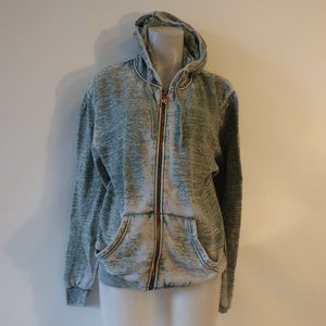 Womens Kinga Of Cole Marled Green White Full Zip Hoodie Sweatshirt S *